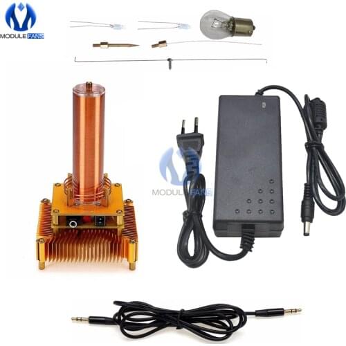 Musical Tesla Coil Music Plasma Speaker DC8-32v Plasma Music Tesla Coil Module Golden With Acrylic Shell EU/US Power Plug