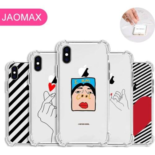 Jaomax Soft Silicone Couple Lovers Heart Phone Cases For iPhone 11 Xs Max 7 8 6S Plus Clear White Striped I'm Cool Celular Capa