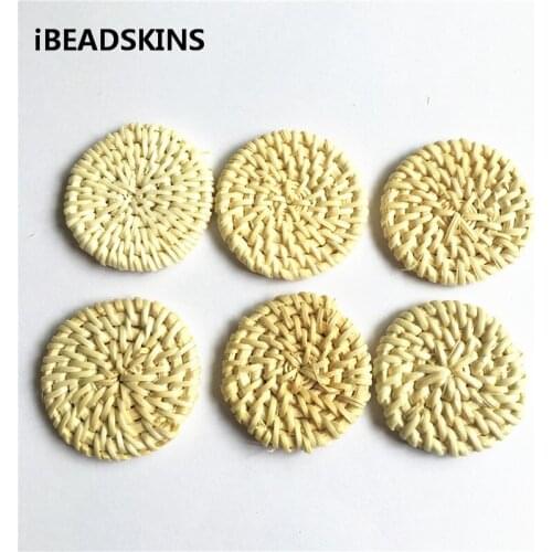 New arrival! 20pcs/lot 40mm or so Rattan coin -shape charm beads for Jewelry DIY (Design as shown)