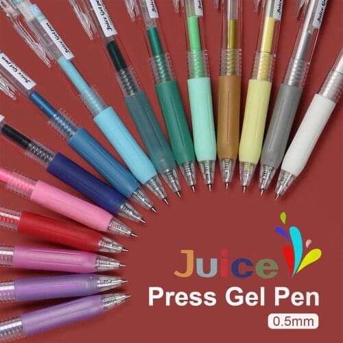 New 6/12PCS Color Juice Gel Pens Kawaii Rainbow Push Water-based Journal Pens for Student Office School Stationery Supplies