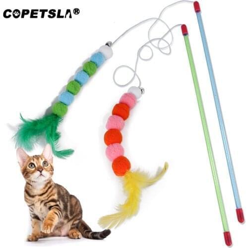 One Piece Funny Cat Interactive Toy Stick Feather Wand Teaser Wand Plastic Pet Toys for Cats Stick Cat Supplies
