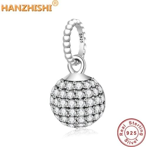 Wholesale Price Charm 100% 925 Silver Beads Pave Ball Pendant Charms For Women DIY Jewelry Pavimente Bola Colgante