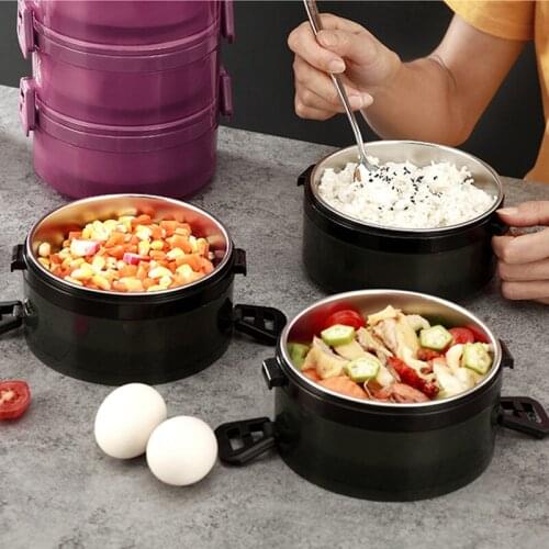 Portable Stainless Steel 304 Thermal Lunch Box Large Capacity Multi Layer Thermos Bento Box BPA Free Food Container