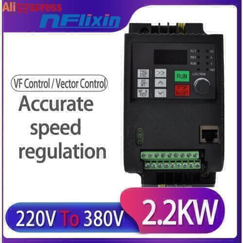Frequency Powerful Inverter 220V to 380V 2.2KW 0-400Hz VFD Variable Frequency Driver for CNC Spindle Motor Driver Controller