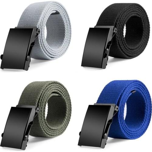 Plain Canvas Military Web Belt For Mens Solid Black Metal Roller Buckle Mens Womens Cloth Decoration Accessories New