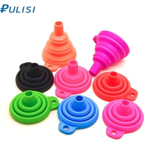 PULISI Kitchen Collapsible Silicone Funnels for Liquid Powder Transfer and Wide Mouth Hopper Kitchen Tools Accessories Gadgets