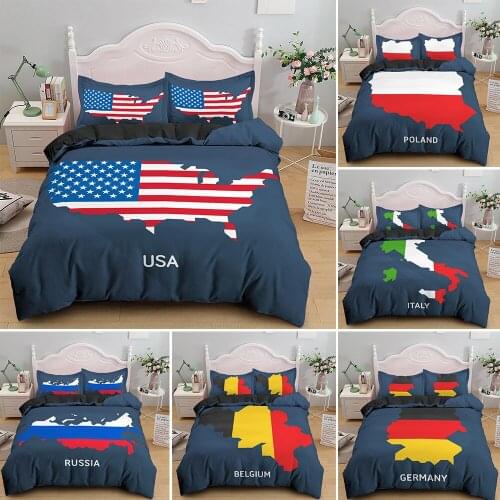 Euro Countries Map Luxury Queen Size Bedding Sets Local Maps King Duvet Cover Set With Pillowcase 2/3pcs Quilt Comforter Covers
