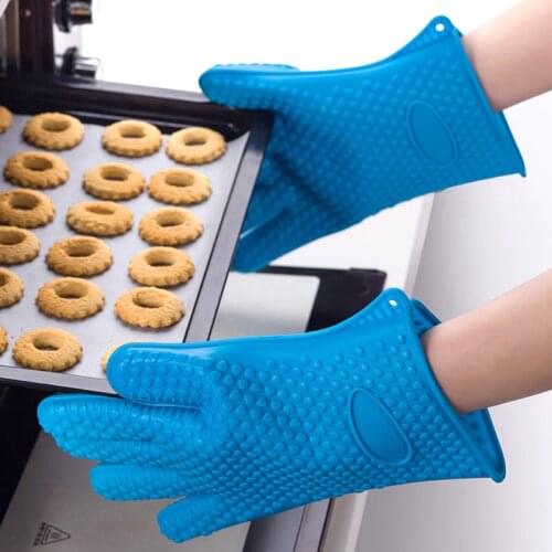 Five Fingers Silicone Glove Kitchen Bakery Heat Temperature Resistant Cooking Baking BBQ Oven Pot Holder Gloves Oven Mitt