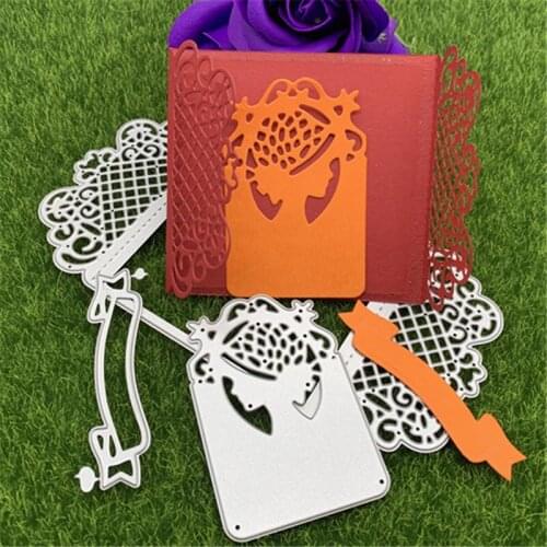 Double door folding envelope girl card hand embossed DIY album scrapbook greeting card decoration metal cutting mold