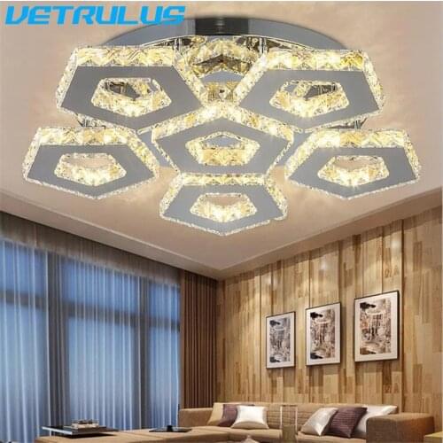 Modern White LED K9 Crystal Ceiling Lamps LED Lamps High-power Living Room Crystal Ceiling Lamp Led Lustre Light Ceiling Lights