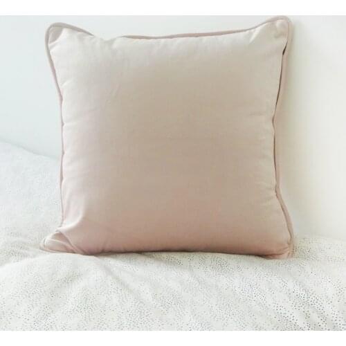 Piping Edge Light Pink Velvet Cushion Cover Pillow Case Soft Throw Pillow Cover No Balling-up Without Stuffing