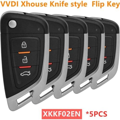 10PCS/LOT Xhorse Universal Remote Car Key with 3 Buttons for VVDI Key Tool/VVDI2 XKKF02EN Knife style Flip VVDI Wire Remote Key