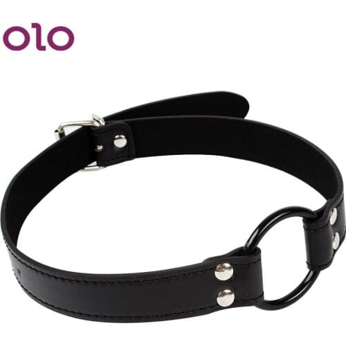 OLO PU Leather O Ring Head Harness Open Mouth Gag Sex Toys for Woman Oral Fixation SM Bondage Strap Slave