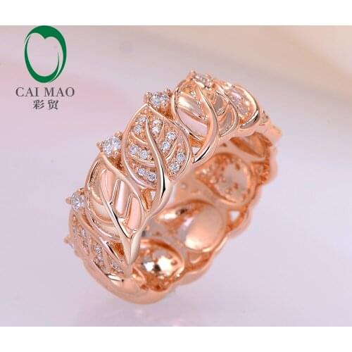 CaiMao Vintage Design Band 0.40ct Diamond 14K Rose Gold Engagement Wedding Ring