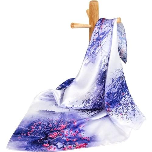High-quality Pure Silk Scarf Women Bandana Female Hair Scarf Womens Natural Silk Square Neck Scarf Headband for Women Old Town