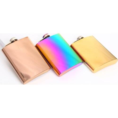 Golden Portable stainless steel 8 oz pocket hip flask alcohol whiskey bottle Electroplating process mini hip flask bottle