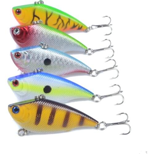 1pcs 5.5cm 10g Hard VIB Lures Fishing Minnow Bait Treble Hooks Sinking Crankbait Wobblers Fishing Tackle 3DEyes
