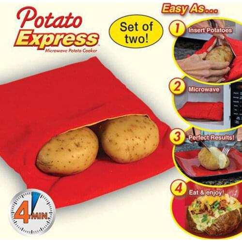 1PC NEW Red Washable Cooker Bag Baked Potato Microwave Cooking Potato Quick Fast baking bag