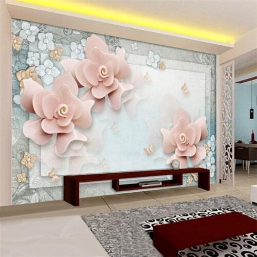 3d Minimalist Rose Flower TV Background Wall Modern Wall Fabric Living Room Pink Beautiful Flowers Wallpaper 5d Mural