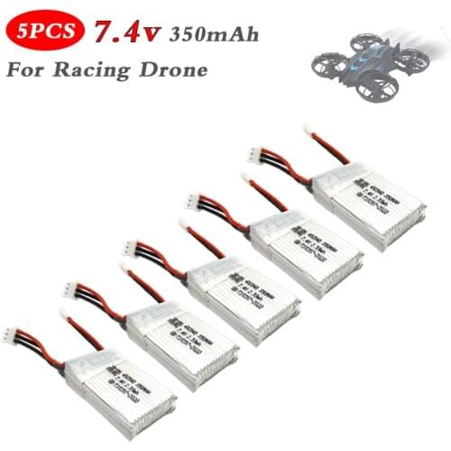 5PCS Lipo Battery 7.4v 350mAh for JXD 515 515W 515V MJX X401H X402 FPV RC Mini Drone Helicopters Lipo 2s Battery Accessories
