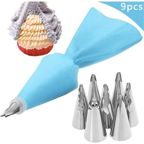 9Pcs/Set Wedding Russian Nozzles Pastry Puff Skirt Icing Piping Nozzle Pastry Decorating Tips Cake Cupcake Decorator Tool