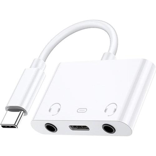 USB C 3.5mm Headphone Jack Adapter Dual Earphone Digital Smart DAC Audio Type C Charger Cable Connector For iPad Pro Pixel 3 Etc