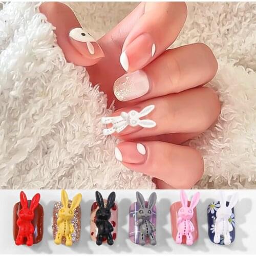 30/100pcs New Korean Frosted Skull Rabbit Nail Art Accessories Girl Powder Personality Cartoon 3D Fingernail DIY Decoration