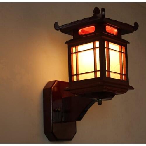Antique classical chinese retro wood wall lamp sconce light E27 restaurant hotel bedroom wall sconce vintage art deco light
