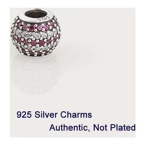 Compatible with Fandola Jewelry Bracelets 925 Sterling Silve Beads Charms Red Crystal ball European Bracelet and Necklace CKK