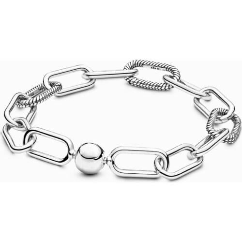 QANDOCCI Beads Me Link Bracelets 100% 925 Sterling-Silver-Jewelry Free Shipping