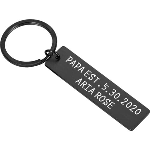 Fathers Day Birthday Gifts Keychain Personalized Name Date Keyring for Dad Stepdad Dad Men Father Keychain Gift