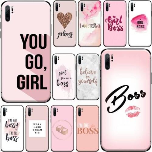 Girl Boss Pink Women power text slogan Phone Case For Huawei honor Mate P 9 10 20 30 40 Pro 10i 7 8 a x Lite nova 5t