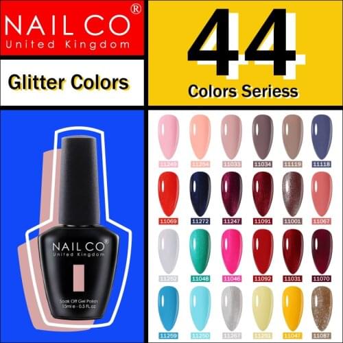 NAILCO 47 COLORS Nail Gel Polish 15 ML Glitter Varnish Soak Off UV LED Black bottle Lacquer Semi Permanent Art Varnish Hybrid