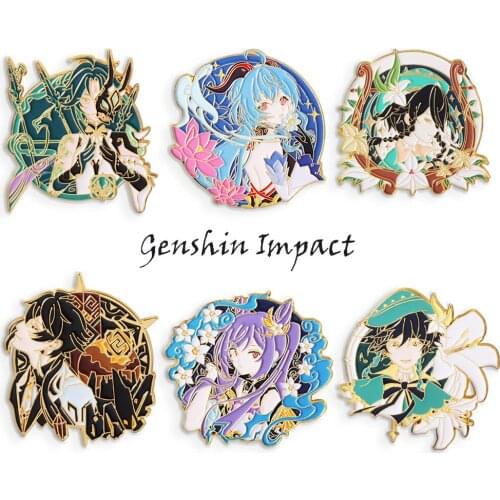 Game Genshin Impact Venti Keqing Xiao Ganyu Pins Metal Badge Button Brooch Pins Collection Medal Pendant Souvenir Cosplay Gift