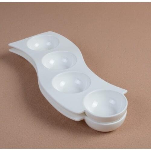 S Shape Ceramics Four Divisions Serving Dish Decorative Porcelain Partitions Relish Plate Dinnerware for Seasoning and Snack