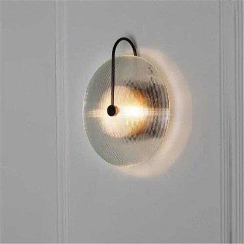 Creative Glass Bedroom Bedside Led Wall Lamp Art Loft Asile Living Room Exhibition room Decoration Round LED Wall Lamp
