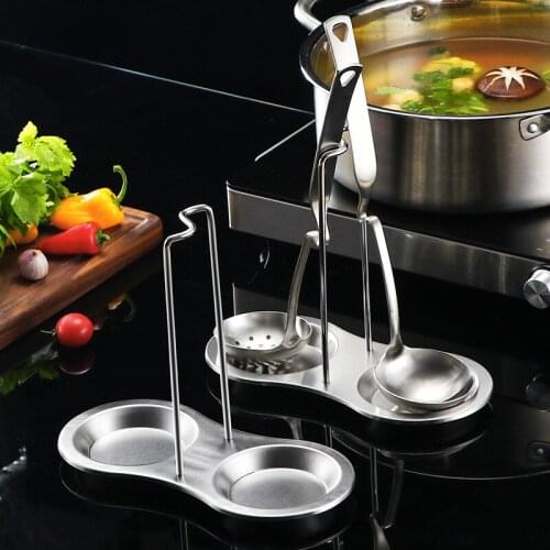 Stainless Steel Cover Bracket Spoon Rest Spatula Holder Lid Metal Stand Pot Shelf Kitchen Accessories Cooking Support Rack