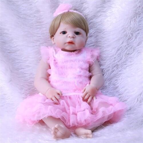 Doll reborn 23" girl full body real silicone reborn baby dolls toys for child bebes reborn menina de silicone menina 55 cm