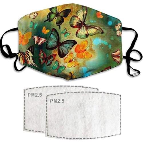New Design Butterfly-print Face Mask Fashion With Filters 2pcs Anti-dust Reusable Facemask Halloween Masks For Adults Realist