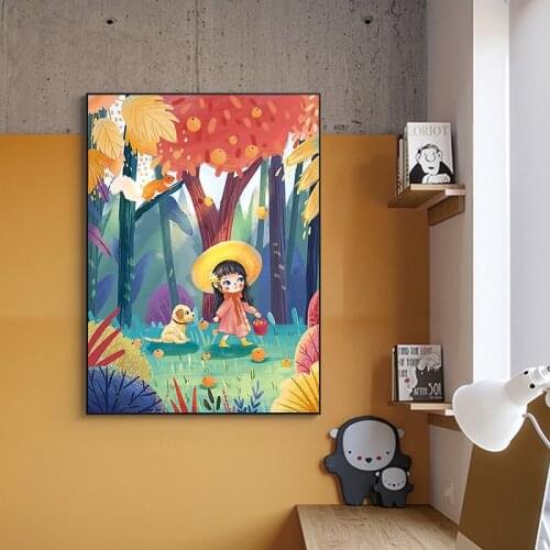 Cross stitch kits Embroidery Needlework Sets DIY 11CT Cartoons Autumn Outing Girl print Canvas Patterns Cross-Stitch Home Decor