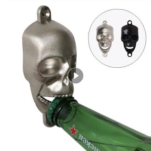 Halloween Skull Wall Bottle Opener Skull Shaped Beer Opener Wall Mounted Bottle Corkscrew Kitchen Tool Home Bar Gadgets Tools