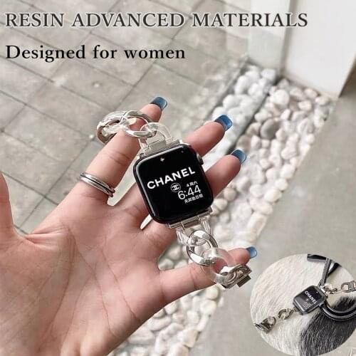 Metal Bracelet for IWatch 44mm 42mm Chain Resin Strap For Apple Watch Band 38mm 40mm Fashion Women Watch band Series 5 4 3 SE 6
