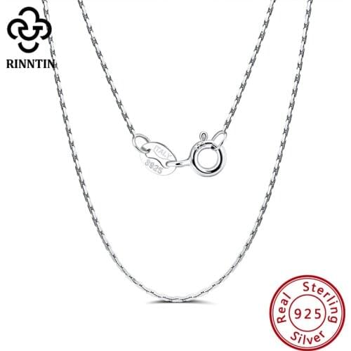 Rinntin 925 Sterling Silver Bamboo Link Thin Chain for Women 40cm/45cm/50cm Female Necklace for Pendant Fine Jewelry SC21