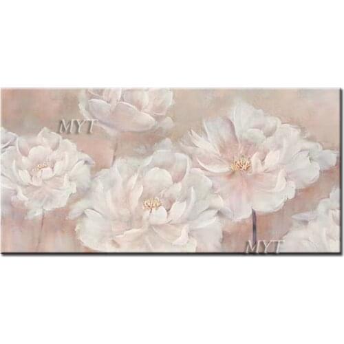 Pink And Blue Flowers Beautiful Abstract Oil Painting Wall Art Home Decor Picture Modern On Canva 100% Handpainted No Framed