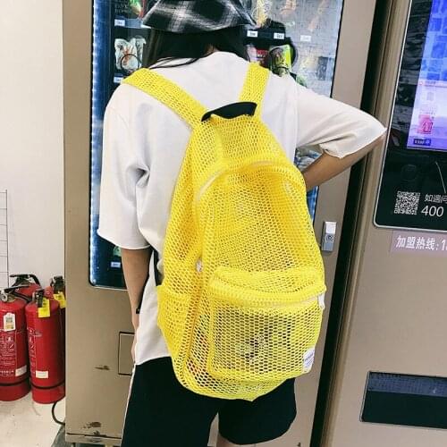 Girl Women Backpack School Bag Womens Mesh Surface Net Student Fashion Teenager Backpack Teenage Bagpack Teen Rucksack