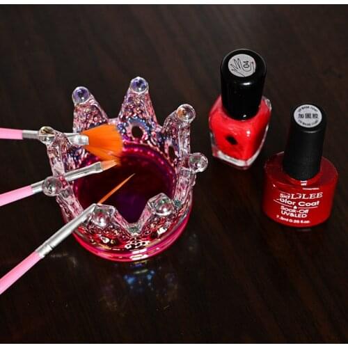 1PC Glass Clear Nail Dish Crown Acrylic Nail Cup DIY Crystal Acrylic Powder Liquid Dappen Equipment Nail Art Tool Holder TMB25TH