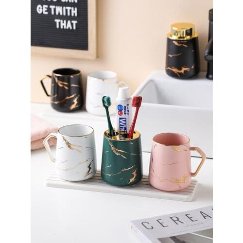 Home Nordic Light Luxury Couple Mouth Cup Set Ceramic Wash Cup Ceramic Mug