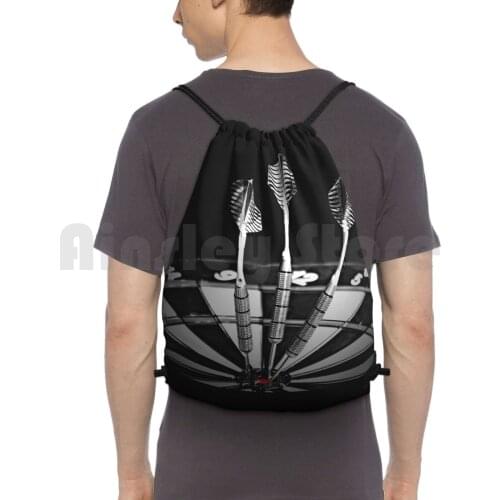 BullS Eye XS Three Backpack Drawstring Bags Gym Bag Waterproof Darts Dartboard Games Fun Bulls Eye Things To Do Bar