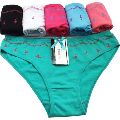 6PCS Womens Panties Cotton Letter Printed Bow Briefs Low-rise Cute Underpant Womens Shorts Underwear Briefs For Girls M L XL