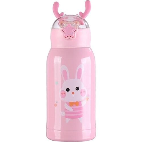 Smart antlers 316 stainless steel vacuum flask LED display star childrens water bottle can diagonally jump across the straw cup